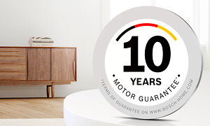 Rund logo med teksten 10 års motorgaranti