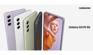 Samsung Galaxy S21 FE i ulike farger.