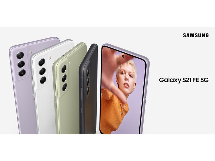 Samsung Galaxy S21 FE i ulike farger.