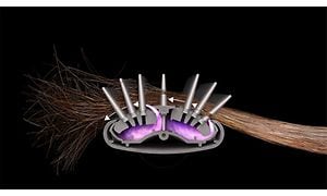 detaljbilde som viser hvordan Dyson Airwrap fungerer på hår