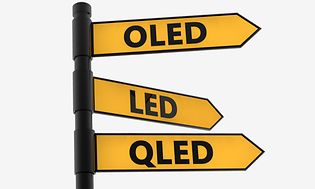 veiskilt med LED OLED og QLED
