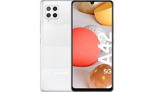 Samsung Galaxy A42 5G sett fra baksiden og forsiden