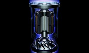 Illustrasjon av Dyson V10-motor som lyser lilla 