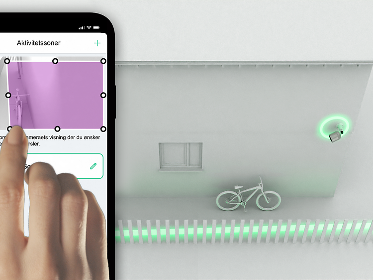 Mobil med Arlo-app som viser aktivitetssoner