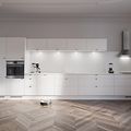 White EPOQ Viva kjøkken med en åpen kjøkkenløsning, integrert stekeovn og håndtak