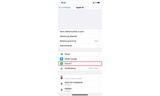 Skjermbilde fra innstillinger på iPhone