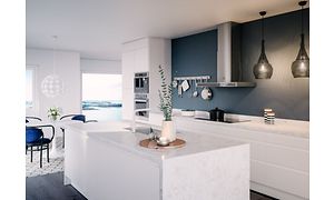 Hvit kjøkken med SilestoneLagoon