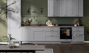lyst kjøkken fra epoq med interiørdetaljer Shaker Steel Grey