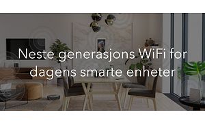 en stue med wifi-enheter og norsk tekst