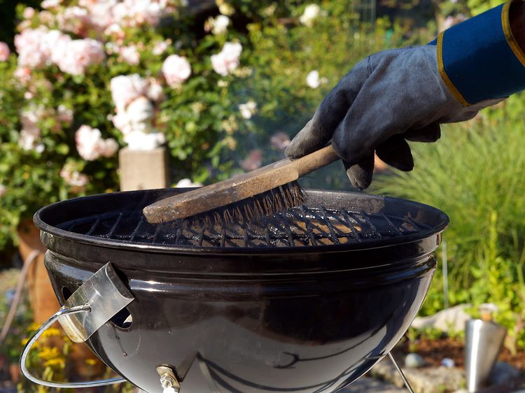 Rensing av grill med en børste