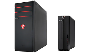 stationary pc acer with black and red case
