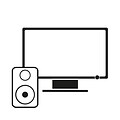 Sort og hvitt symbol for Google Home-kompatibel multimedia