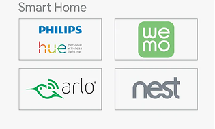 Google Home - logoer for forskjellige smarthus-systemer