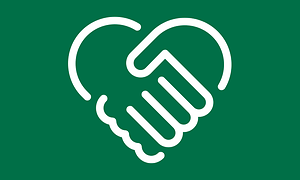 Customer service: Insurance illustration, a heart made of two hands.