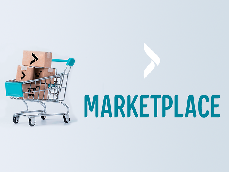 Markedsplassbanner med handlekurv