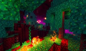 En mystisk skog i Nether i Minecraft