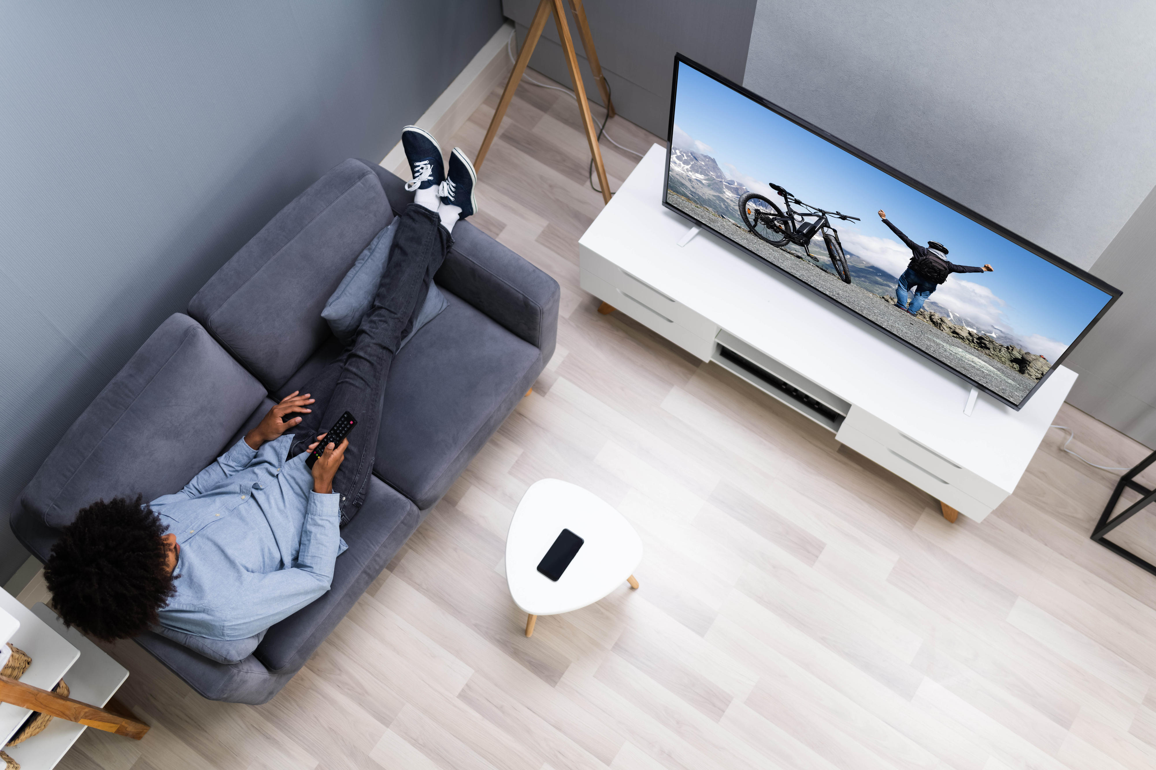Man watches TV
