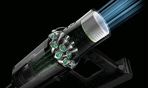 llustrasjon av filtersystemet til en Dyson V10-støvsuger