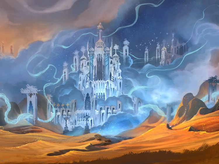 World of Warcraft - Shadowlands skjermbilde ørken og slott