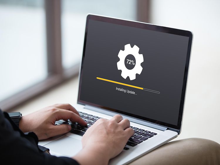 Cogwheel icon on a laptop