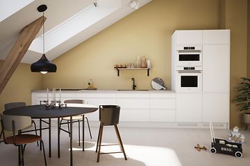 Epoq Integra white kitchen with yellow walls