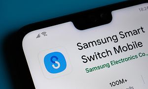 Samsung-Smart Switch mobile app seen on the corner of mobile phone