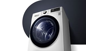 White LG dryer seen from below and up