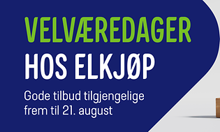 Velværedager-kampanjebilde med teksten velværedager hos Elkjøp og hårføner, barbermaskin, epilator og IPL ved siden av