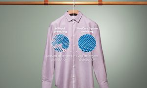 Pink shirt haning on a hanger with illustrations