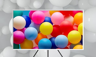 Samsung-TV with colorful balloons