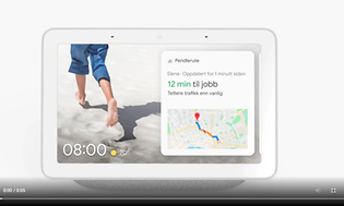 Google Nest Hub skjermbilde fra video med norsk tekst