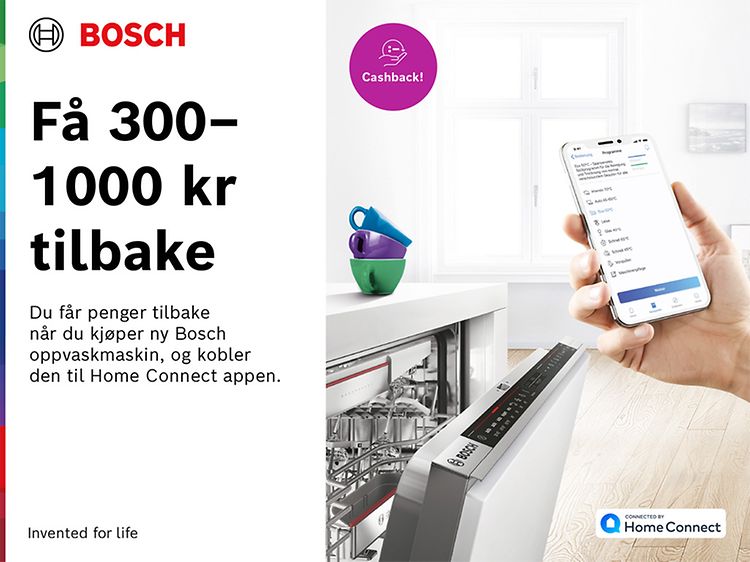 Bosch oppvaskmaskin, smarttelefon og cashback-kampanje