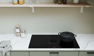 Epoq Trend Sage grønt kjøkken med platetopp med integrert ventilator
