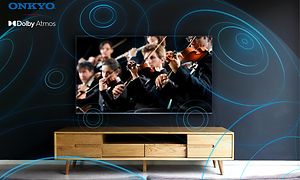 TCL TV som viser Onkyo lydsystem med Dolby Atmos