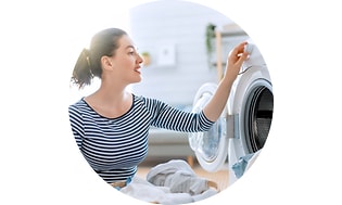 CS-Installation-Woman and a washin machine