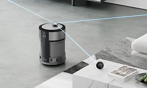 Bevegelig og trådløs luftrenserrobot som måler rommet