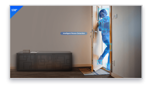 Kvinne går inn i et hjem og blir gjenkjent av D-link DCS8000LHV2 sikkerhetskamera med intelligent persongjenkjenning
