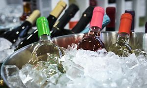 Bottles of wine on ice