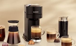 Nespresso kaffemaskin, kaffedrikker og kapsler