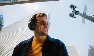 Man in New York with headphones