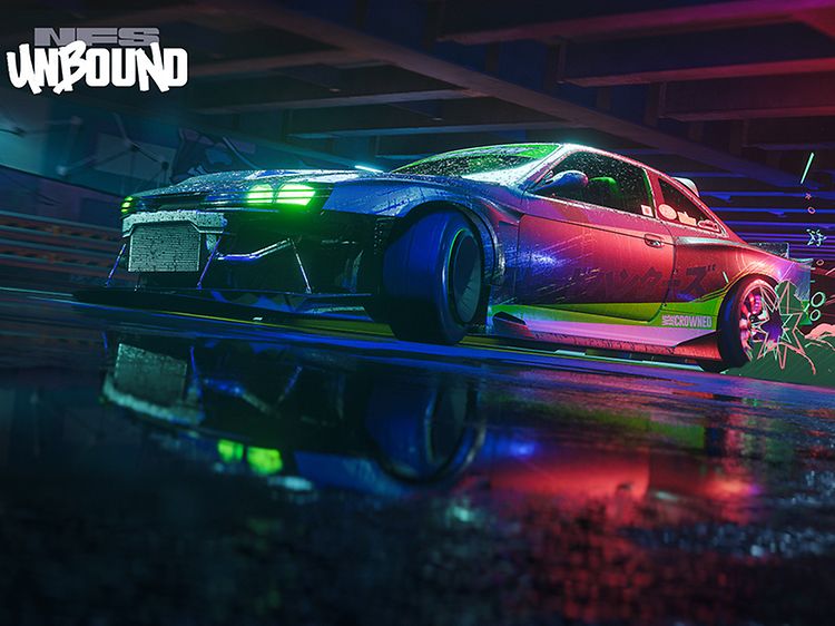 NFS Unbound og en bil som kjører fort fra en politibil