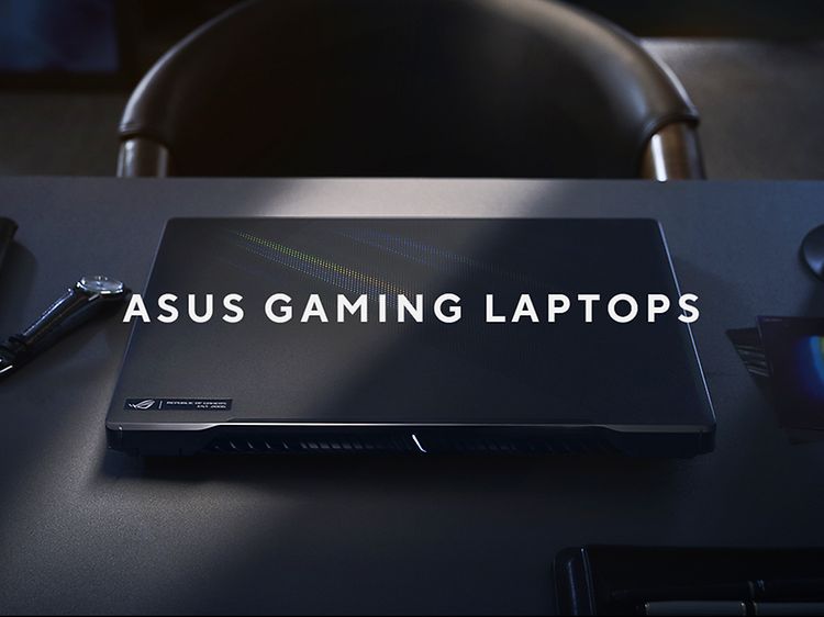 ASUS - Bærbare gaming-PC-er - ASUS banner med tekst 'Asus gaming laptops'