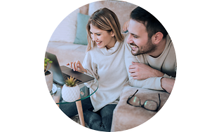 Couple looking at laptop