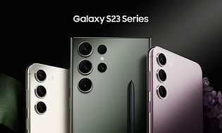 Samsung Galaxy S23 Series i hvit, grønn og rosa farge