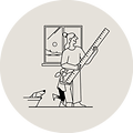 Drawing of woman and child holding a big ruler
