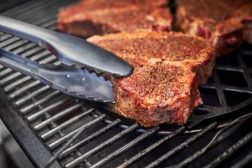 Meat on grill close-up