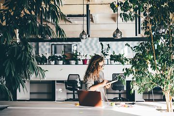 B2B - Indoor climate - Woman working at an office surrounded by plants