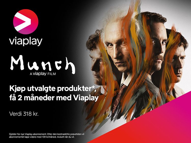 Kampanjebanner med Much-filmen og teksten Kjøp utvalgte produkter og få 2 måneder med Viaplay