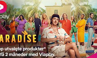 Paradise Hotel banner og teksten Kjøp utvalgte produkter og få 2 måneder med Viaplay 