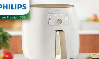 A white and gold Philips Airfryer XXL
